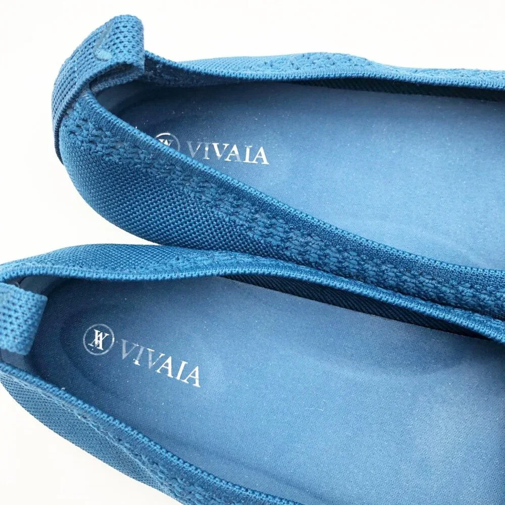 VIVAIA Shoes Womens 12 Tamia Beatrice Round Toe Ballet Flats Marine Blue Knit
